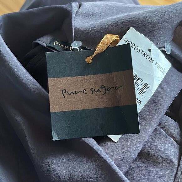 Pure Sugar steel gray center front ruffle strip silky halter. NWT. Medium. - Picture 7 of 7